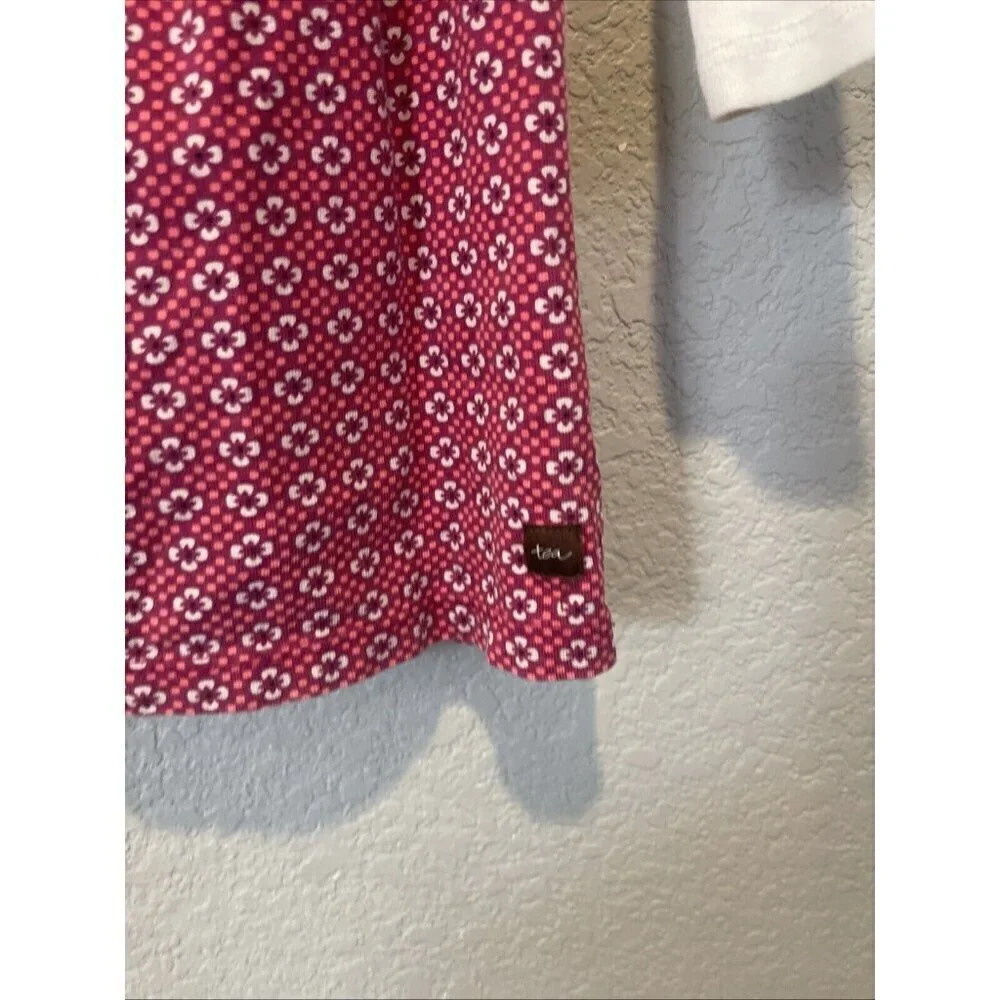 TEA COLLECTION Girls Dress- Sz 2 - Pink/Fuschia FLORAL Pattern Long Sleeve